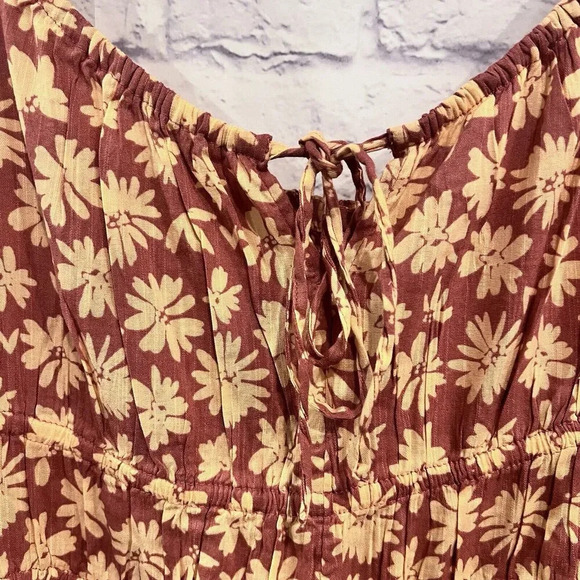 Gap Tie Neck Smocked Mini Sundress Lined Floral Print Boho Casual Size XXL - Picture 8 of 13
